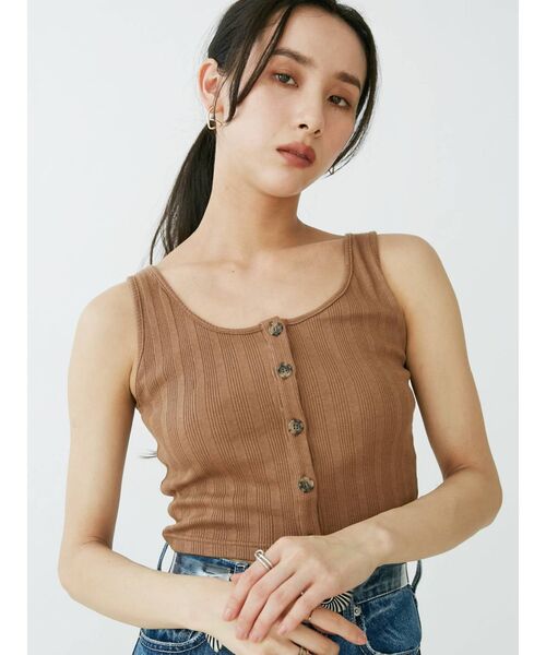 EVRIS（エヴリス）の「フロントボタンショートタンク（タンクトップ・レディース・ホワイト/グリーン/ブラック/ブラウン・FREE）」の19枚目の写真