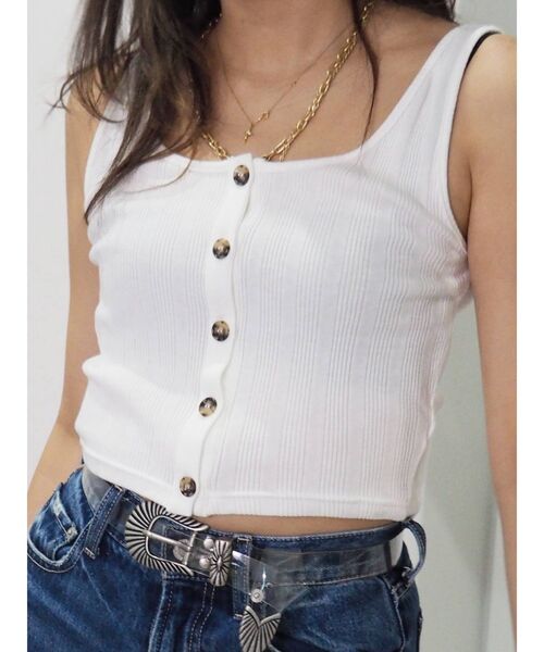 EVRIS（エヴリス）の「フロントボタンショートタンク（タンクトップ・レディース・ホワイト/グリーン/ブラック/ブラウン・FREE）」の21枚目の写真