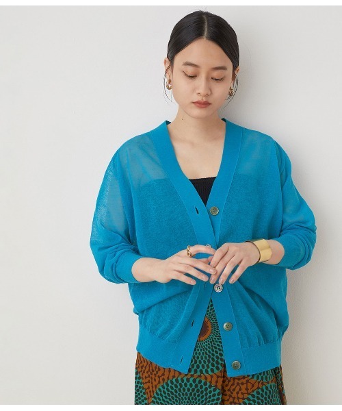 BATONER（バトナー）の「【BATONER】別注SEE THROUGH CARDIGAN（カーディガン/ボレロ・レディース・ブルー/ベージュ・1）」の2枚目の写真