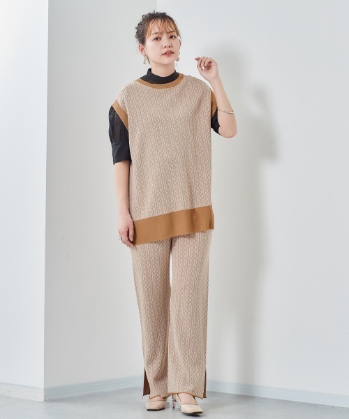 cepo(セポ)の「ジャガードニット イージーパンツ(その他パンツ・レディース・ベージュ/ネイビー・M)」の8枚目の写真