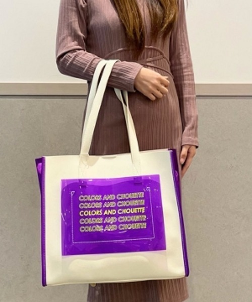 COLORS & chouette(カラーズアンドシュエット)の「ビニールコンビトートバッグ(トートバッグ・レディース・ブラック/ホワイト・FREE)」の1枚目の写真