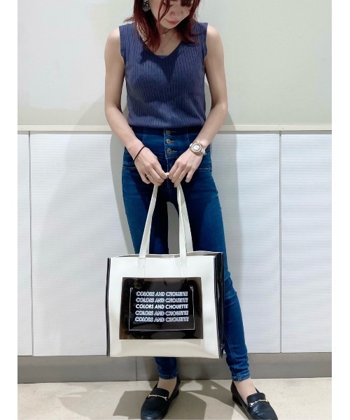 COLORS & chouette(カラーズアンドシュエット)の「ビニールコンビトートバッグ(トートバッグ・レディース・ブラック/ホワイト・FREE)」の9枚目の写真