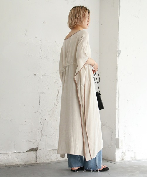 notch.（ノッチ）の「カフタンワンピース（ワンピース・レディース・ベージュ/ブラウン・M）」の2枚目の写真