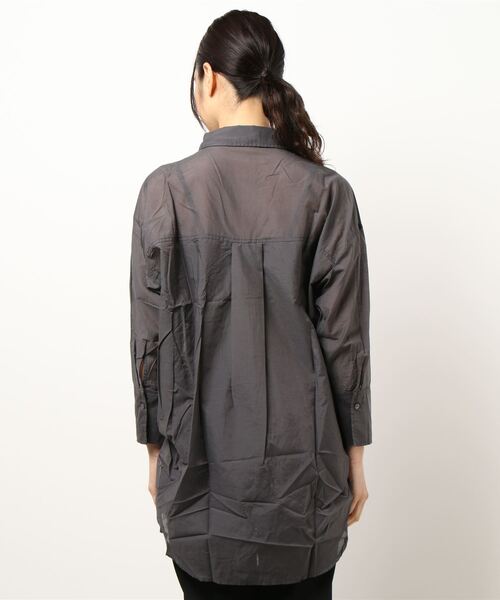 Bou Jeloud（ブージュルード）の「【シルク混で上品高見え】シアーＢＩＧシャツ（シャツ/ブラウス・レディース・チャコールグレー/ライトグレー/オレンジ系その他・FREE）」の21枚目の写真