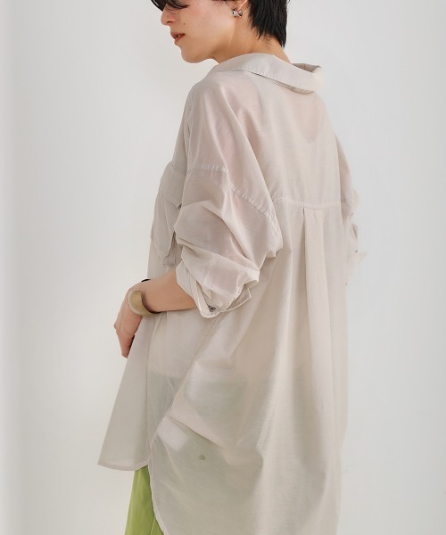 Bou Jeloud（ブージュルード）の「【シルク混で上品高見え】シアーＢＩＧシャツ（シャツ/ブラウス・レディース・チャコールグレー/ライトグレー/オレンジ系その他・FREE）」の12枚目の写真