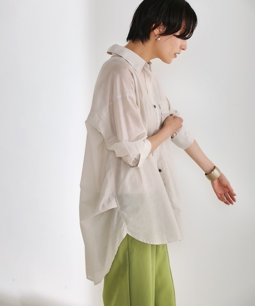 Bou Jeloud（ブージュルード）の「【シルク混で上品高見え】シアーＢＩＧシャツ（シャツ/ブラウス・レディース・チャコールグレー/ライトグレー/オレンジ系その他・FREE）」の15枚目の写真