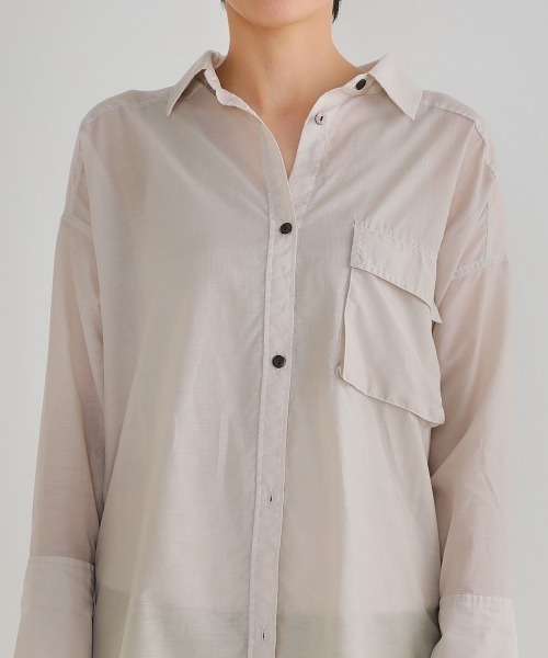 Bou Jeloud（ブージュルード）の「【シルク混で上品高見え】シアーＢＩＧシャツ（シャツ/ブラウス・レディース・チャコールグレー/ライトグレー/オレンジ系その他・FREE）」の16枚目の写真