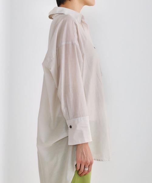 Bou Jeloud（ブージュルード）の「【シルク混で上品高見え】シアーＢＩＧシャツ（シャツ/ブラウス・レディース・チャコールグレー/ライトグレー/オレンジ系その他・FREE）」の17枚目の写真