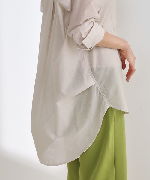 Bou Jeloud（ブージュルード）の「【シルク混で上品高見え】シアーＢＩＧシャツ（シャツ/ブラウス・レディース・チャコールグレー/ライトグレー/オレンジ系その他・FREE）」の19枚目の写真