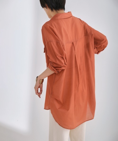 Bou Jeloud（ブージュルード）の「【シルク混で上品高見え】シアーＢＩＧシャツ（シャツ/ブラウス・レディース・チャコールグレー/ライトグレー/オレンジ系その他・FREE）」の7枚目の写真