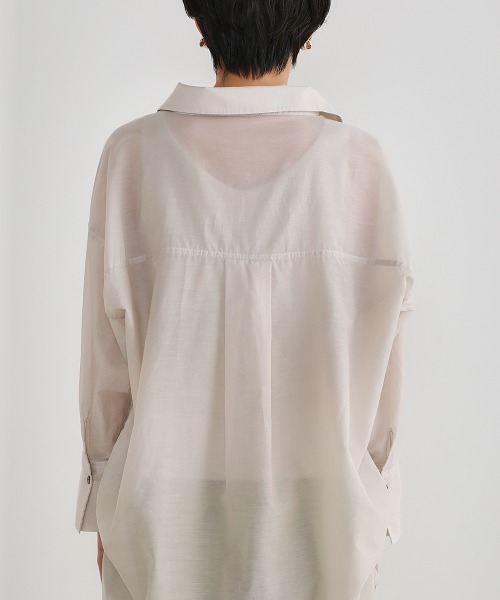 Bou Jeloud（ブージュルード）の「【シルク混で上品高見え】シアーＢＩＧシャツ（シャツ/ブラウス・レディース・チャコールグレー/ライトグレー/オレンジ系その他・FREE）」の22枚目の写真