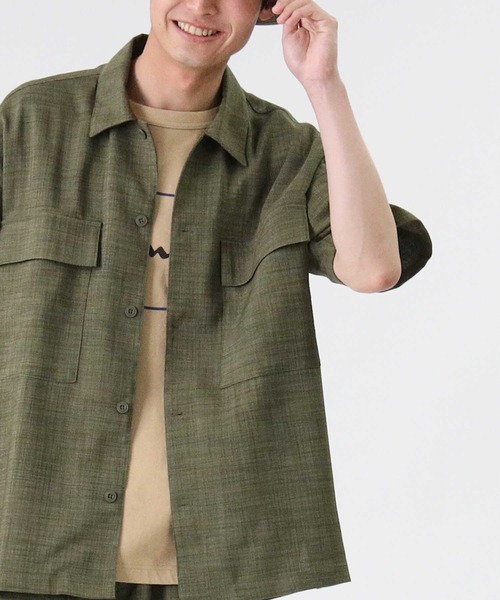 BACK NUMBER（バックナンバー）の「【接触冷感】【BACK NUMBER】DRYセットアップシャツ / 吸水速乾（シャツ/ブラウス・メンズ・ネイビー/オリーブ/グレー/ベージュ/ブラック/ブラウン・L/M/XL）」の5枚目の写真