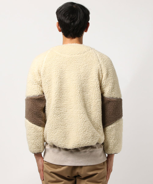 ALDIES(アールディーズ)の「Rocksolid Boa Cardigan ボアフリースジップアップブルゾン(ノーカラージャケット・メンズ・バーガンディー/ホワイト/ブラック/グレー・MEDIUM/SMALL/LARGE)」の5枚目の写真