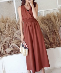 DAY CLOSET | レディース バックリボンウエスト切り替えオールインワン+チューブトップ 2点セット(サロペット/オーバーオール)