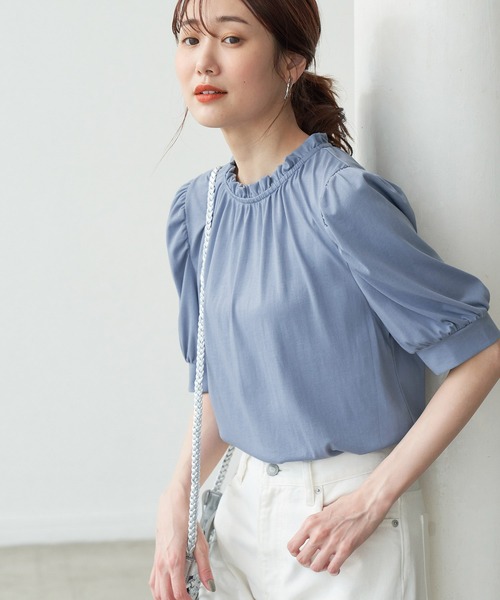 ROPE' PICNIC（ロペピクニック）の「【2WAY】フリルカラーボリューム袖カットソートップス（Tシャツ/カットソー・レディース・ホワイト/ブラック/ブルー・38）」の3枚目の写真