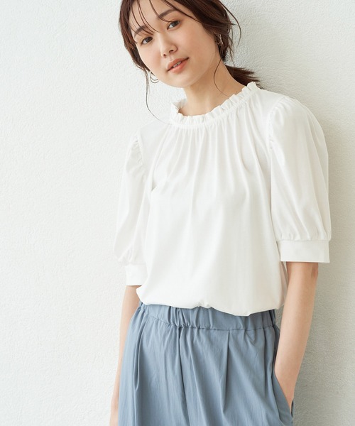 ROPE' PICNIC（ロペピクニック）の「【2WAY】フリルカラーボリューム袖カットソートップス（Tシャツ/カットソー・レディース・ホワイト/ブラック/ブルー・38）」の16枚目の写真