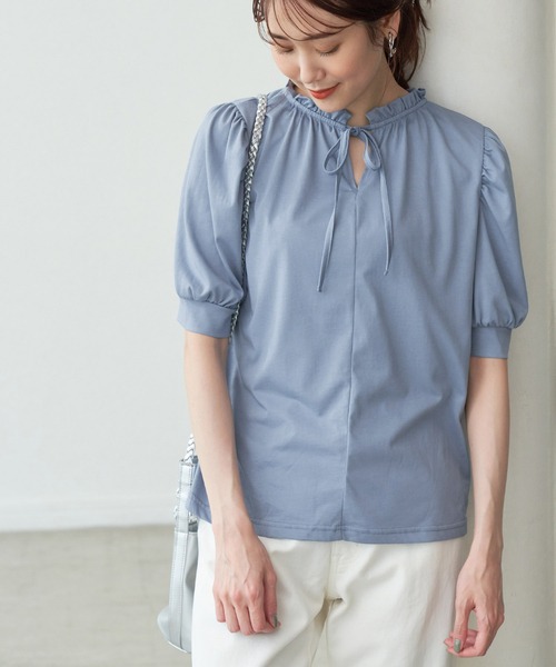 ROPE' PICNIC（ロペピクニック）の「【2WAY】フリルカラーボリューム袖カットソートップス（Tシャツ/カットソー・レディース・ホワイト/ブラック/ブルー・38）」の19枚目の写真