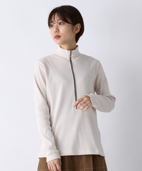 JEANASIS（ジーナシス）の「フロントZIPリブプルオーバー/216107（ニット/セーター・レディース・ブラック/グリーン/アイボリー・FREE）」の5枚目の写真