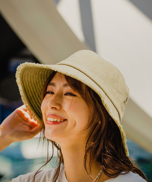 BAYFLOW(ベイフロー)の「コットンリネンフリンジハット(ハット・レディース・カーキ/ナチュラル・FREE)」の1枚目の写真