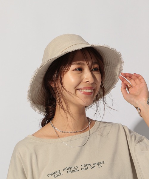 BAYFLOW(ベイフロー)の「コットンリネンフリンジハット(ハット・レディース・カーキ/ナチュラル・FREE)」の16枚目の写真