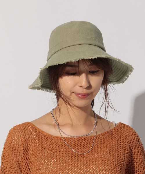 BAYFLOW(ベイフロー)の「コットンリネンフリンジハット(ハット・レディース・カーキ/ナチュラル・FREE)」の15枚目の写真