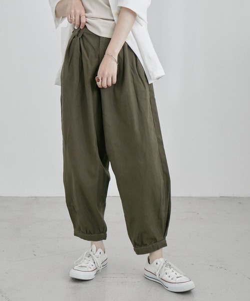 Fashion Letter（ファッションレター）の「ルーズサルエルチノパンツ ゆったり 大きいサイズ（チノパンツ・レディース・ベージュ/ブラック/カーキ・4L/M/3L/L/LL）」の3枚目の写真