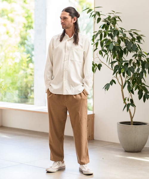 CAMBIO（カンビオ）の「ms4746-ストレッチツイルバンドカラーシャツ（シャツ/ブラウス・メンズ・ベージュ/アイボリー・M/LL/L）」の10枚目の写真