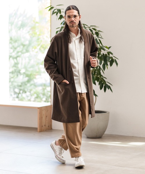 CAMBIO（カンビオ）の「ms4746-ストレッチツイルバンドカラーシャツ（シャツ/ブラウス・メンズ・ベージュ/アイボリー・M/LL/L）」の12枚目の写真