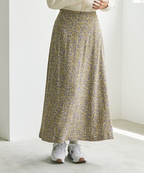 cardo fabrica（カルドファブリカ）の「●レーヨンデシン小花プリント  後ろギャザースカート（スカート・レディース・ブラック/マスタード・FREE）」の3枚目の写真