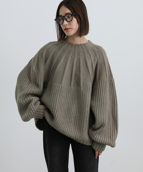 select MOCA（セレクトモカ）の「2021 AW アーチ柄ボリュームニット（ニット/セーター・レディース・ブラック/グレー/アイボリー・FREE）」の8枚目の写真