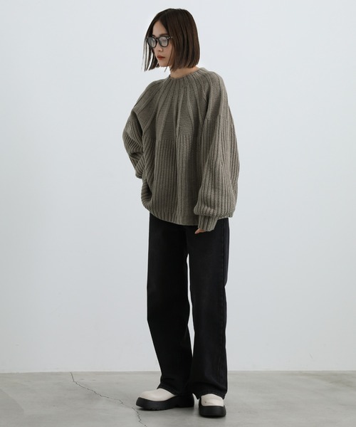 select MOCA（セレクトモカ）の「2021 AW アーチ柄ボリュームニット（ニット/セーター・レディース・ブラック/グレー/アイボリー・FREE）」の10枚目の写真