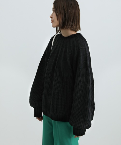 select MOCA（セレクトモカ）の「2021 AW アーチ柄ボリュームニット（ニット/セーター・レディース・ブラック/グレー/アイボリー・FREE）」の5枚目の写真