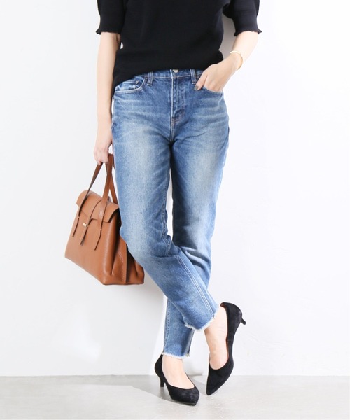 La TOTALITE(ラトータリテ)の「【HEALTHY DENIM/ヘルシーデニム】H.Salt Fringe【手洗い可能】◆(デニムパンツ・レディース・ブルー/ベージュ/ナチュラル・34/36/38/32)」の1枚目の写真