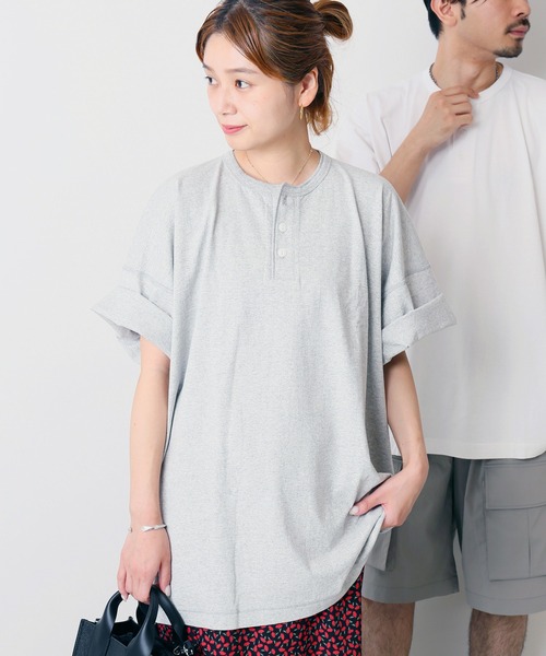 Healthknit(ヘルスニット)の「【Healthknit×JOURNAL STANDARD/ヘルスニット】別注 Henry neck FAT Tシャツ(Tシャツ/カットソー・メンズ・ホワイト/グレー・LARGE/MEDIUM)」の1枚目の写真