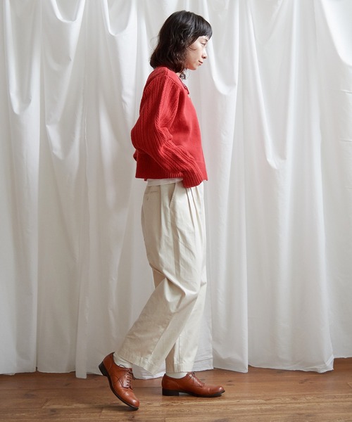 Lene（レネ）の「スパニッシュメリノ/アラン編み シュートカーディガン（カーディガン/ボレロ・レディース・レッド/アイボリー/ブラック・FREE）」の10枚目の写真