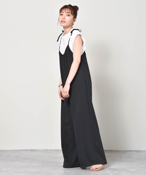 Cheri(シェリ)の「ロングサロペット Cheri/シェリ(サロペット/オーバーオール・レディース・ブラック/ベージュ・FREE)」の17枚目の写真