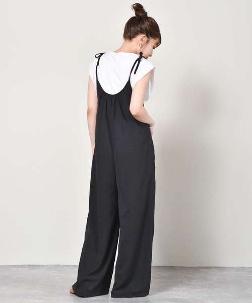 Cheri(シェリ)の「ロングサロペット Cheri/シェリ(サロペット/オーバーオール・レディース・ブラック/ベージュ・FREE)」の5枚目の写真