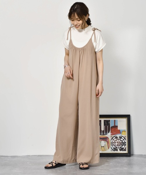 Cheri(シェリ)の「ロングサロペット Cheri/シェリ(サロペット/オーバーオール・レディース・ブラック/ベージュ・FREE)」の9枚目の写真