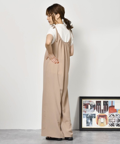 Cheri(シェリ)の「ロングサロペット Cheri/シェリ(サロペット/オーバーオール・レディース・ブラック/ベージュ・FREE)」の14枚目の写真