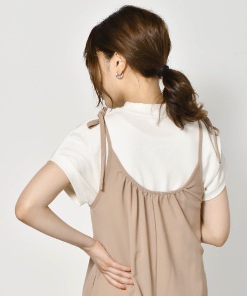 Cheri(シェリ)の「ロングサロペット Cheri/シェリ(サロペット/オーバーオール・レディース・ブラック/ベージュ・FREE)」の7枚目の写真