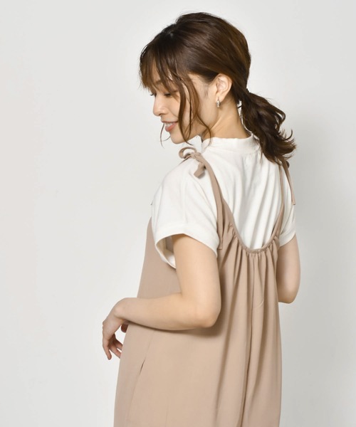 Cheri(シェリ)の「ロングサロペット Cheri/シェリ(サロペット/オーバーオール・レディース・ブラック/ベージュ・FREE)」の10枚目の写真