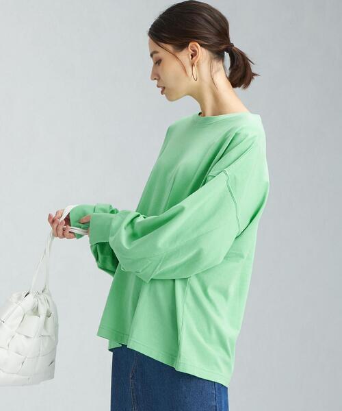 green label relaxing（グリーンレーベルリラクシング）の「ソデ コンシャス デザイン プルオーバー カットソー（Tシャツ/カットソー・レディース・ブラック/ベージュ/オフホワイト/ライム・FREE）」の4枚目の写真