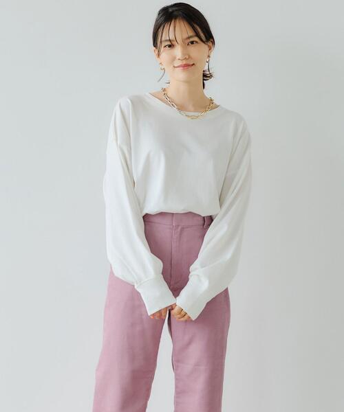 green label relaxing（グリーンレーベルリラクシング）の「ソデ コンシャス デザイン プルオーバー カットソー（Tシャツ/カットソー・レディース・ブラック/ベージュ/オフホワイト/ライム・FREE）」の21枚目の写真