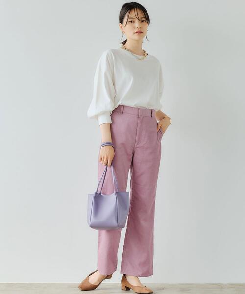 green label relaxing（グリーンレーベルリラクシング）の「ソデ コンシャス デザイン プルオーバー カットソー（Tシャツ/カットソー・レディース・ブラック/ベージュ/オフホワイト/ライム・FREE）」の19枚目の写真