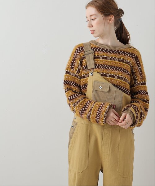 DOUBLE NAME（ダブルネーム）の「USED風柄ニットプルオーバー（ニット/セーター・レディース・ベージュ/パープル/ブラウン/レッド・FREE）」の2枚目の写真