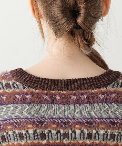 DOUBLE NAME（ダブルネーム）の「USED風柄ニットプルオーバー（ニット/セーター・レディース・ベージュ/パープル/ブラウン/レッド・FREE）」の7枚目の写真