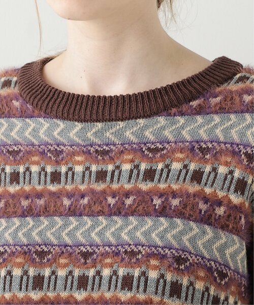 DOUBLE NAME（ダブルネーム）の「USED風柄ニットプルオーバー（ニット/セーター・レディース・ベージュ/パープル/ブラウン/レッド・FREE）」の15枚目の写真