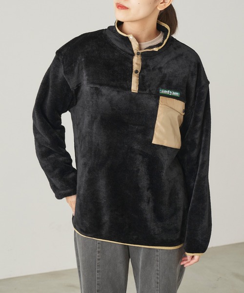 ＆yam（アンドヤム）の「両面シャギーフリーススタンドプルオーバー【親子お揃い/リンクコーデ】（ブルゾン・レディース・ベージュ/ブラック/パープル・FREE）」の7枚目の写真