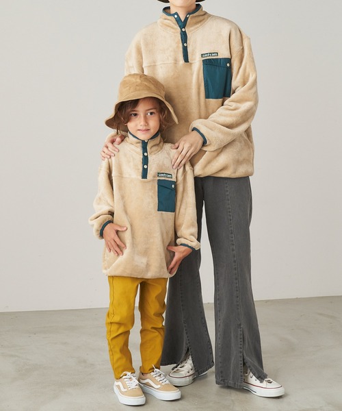 ＆yam（アンドヤム）の「両面シャギーフリーススタンドプルオーバー【親子お揃い/リンクコーデ】（ブルゾン・レディース・ベージュ/ブラック/パープル・FREE）」の8枚目の写真