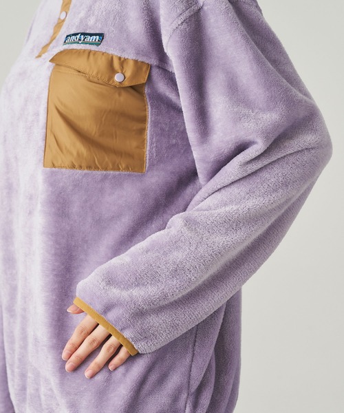 ＆yam（アンドヤム）の「両面シャギーフリーススタンドプルオーバー【親子お揃い/リンクコーデ】（ブルゾン・レディース・ベージュ/ブラック/パープル・FREE）」の9枚目の写真